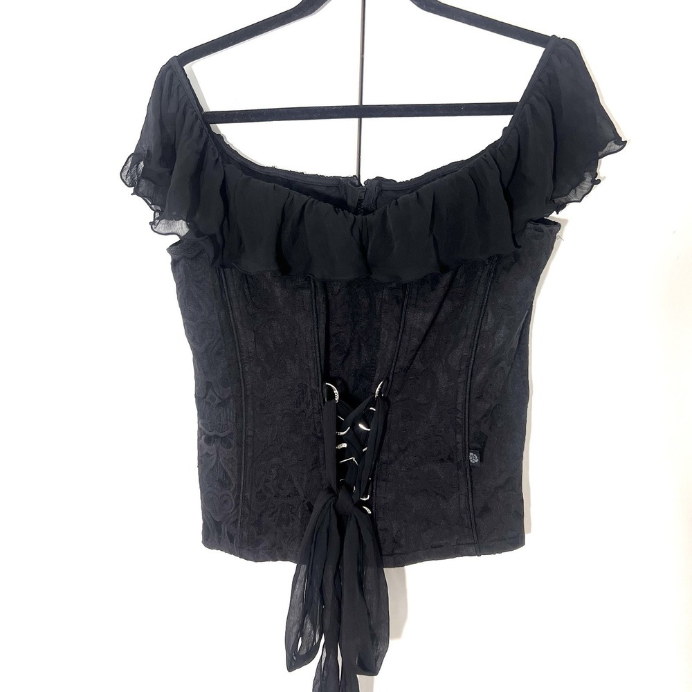 Tripp NYC Corset Bustier Size XL Off Shoulder Ruffle Lace Up Gothic Renaissance
